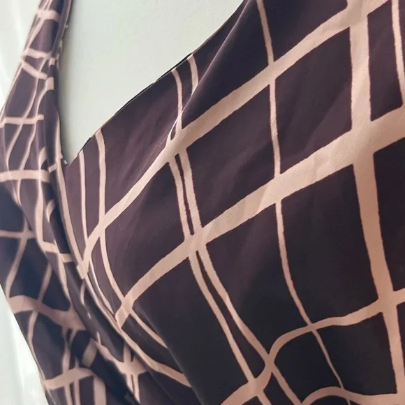 New York & Company maroon and cream Wrap Blouse - Picture 6 of 7